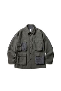 ［ラスト1点 サイズL］QUILTED UTILITY SHIRT JACKET / グレー
