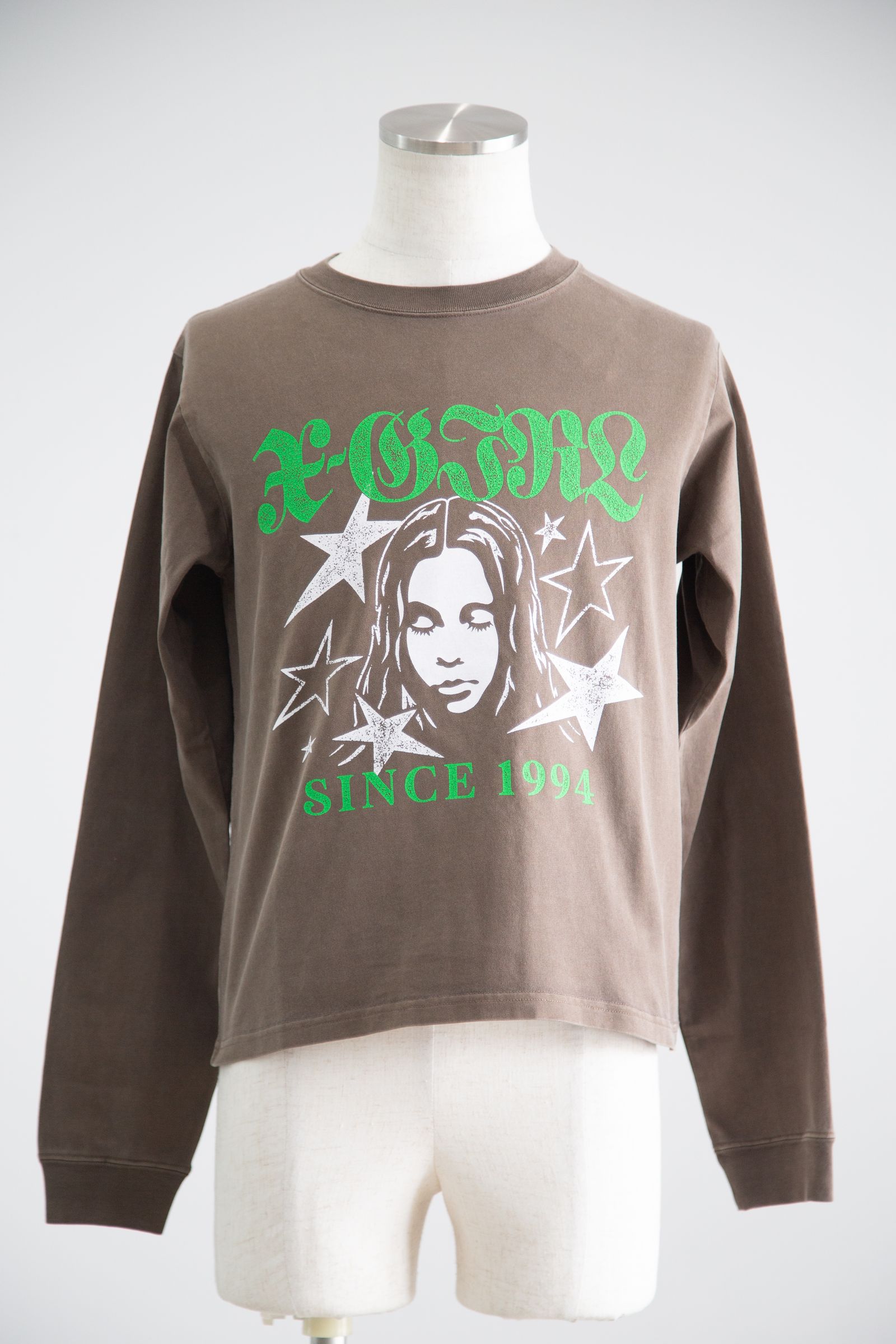 STAR AND FACE LOGO FADED L/S TEE / ブラウン