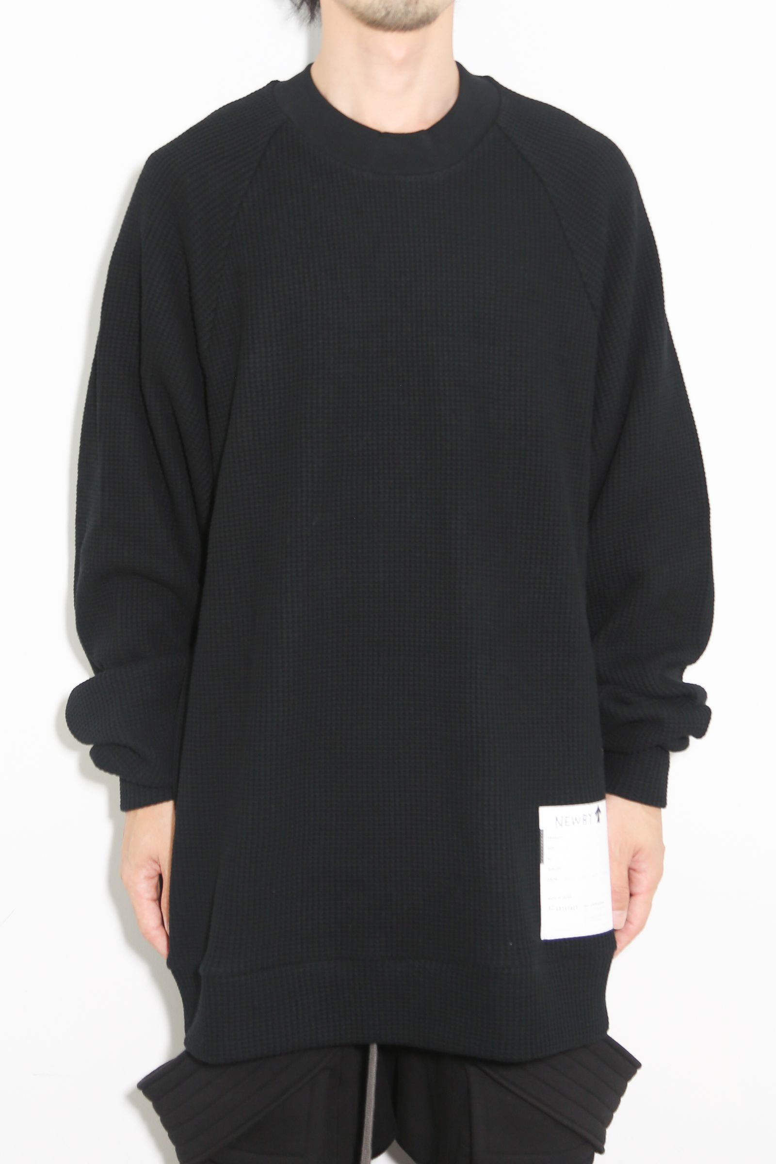 Waffle Dolman Long Pullover / ブラック