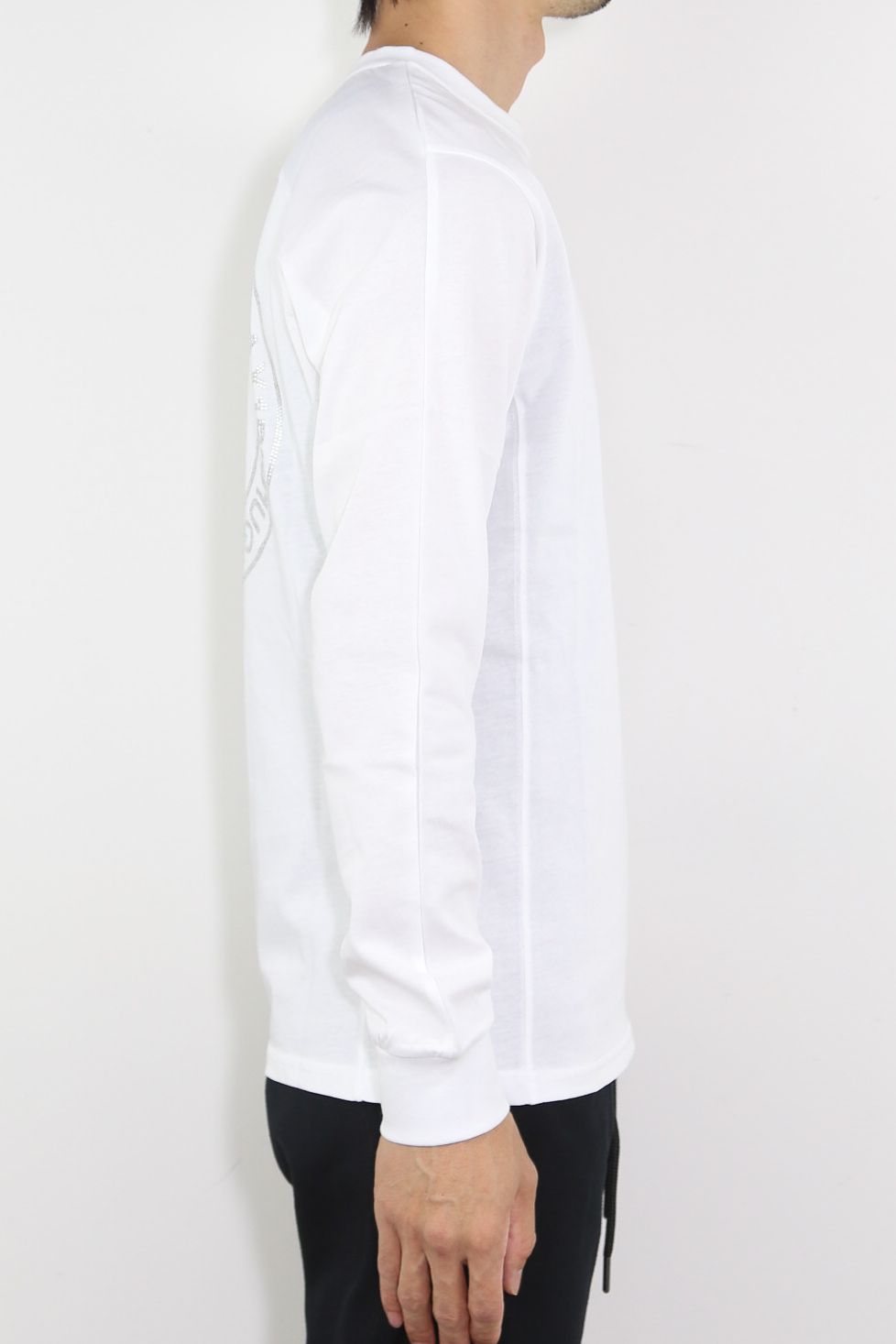 ラインストーンサークルロゴロングTシャツ / ホワイト