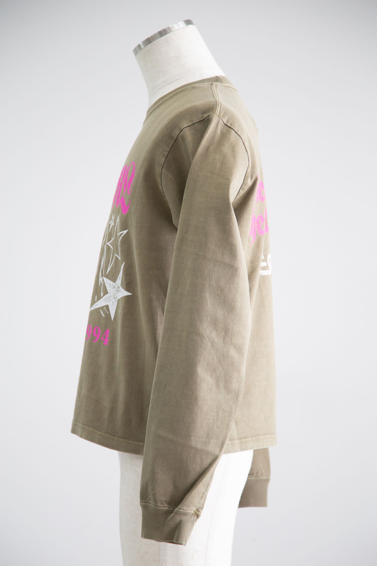 STAR AND FACE LOGO FADED L/S TEE / オリーブ