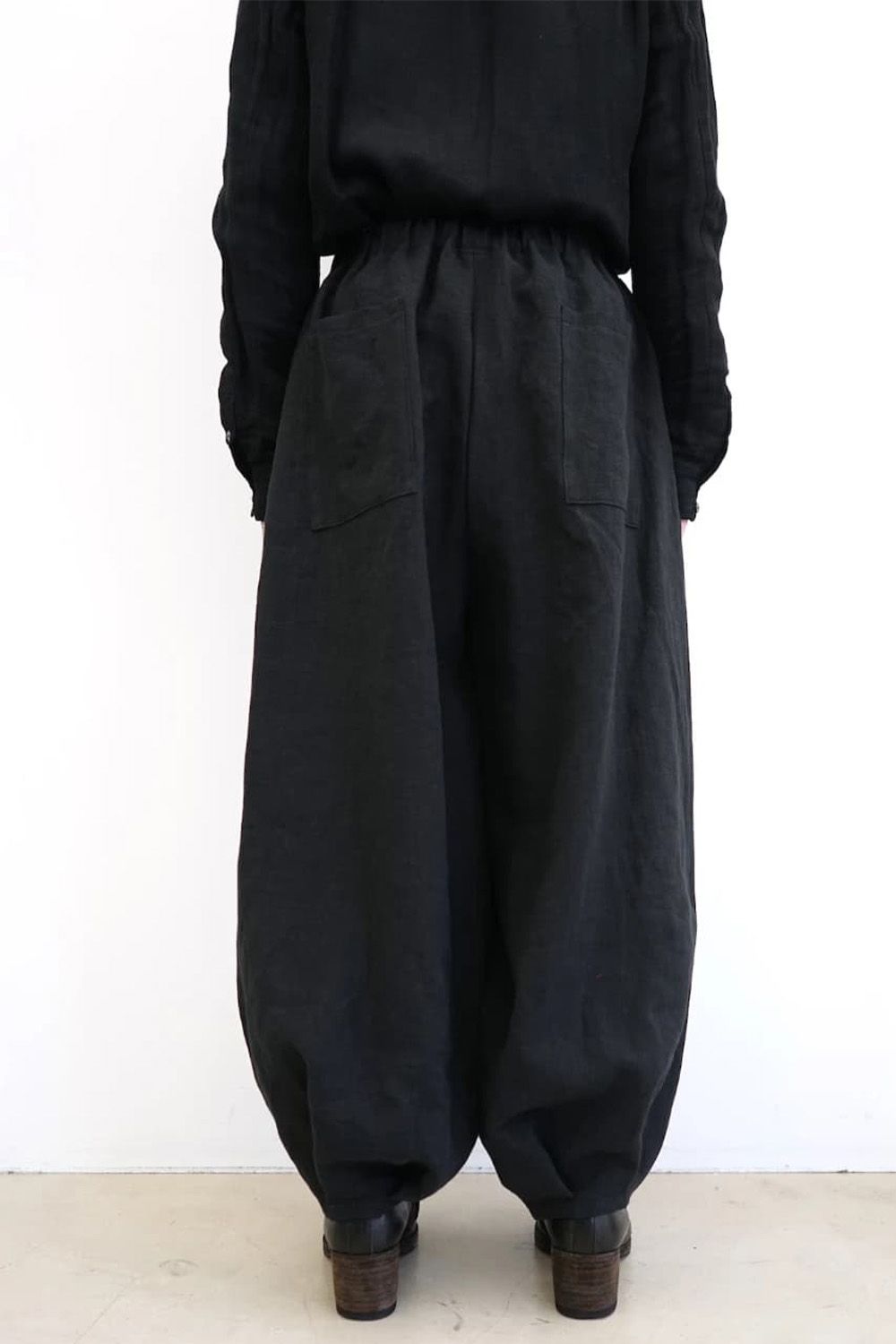 Linen Tucked Hem Wide Easy Pants