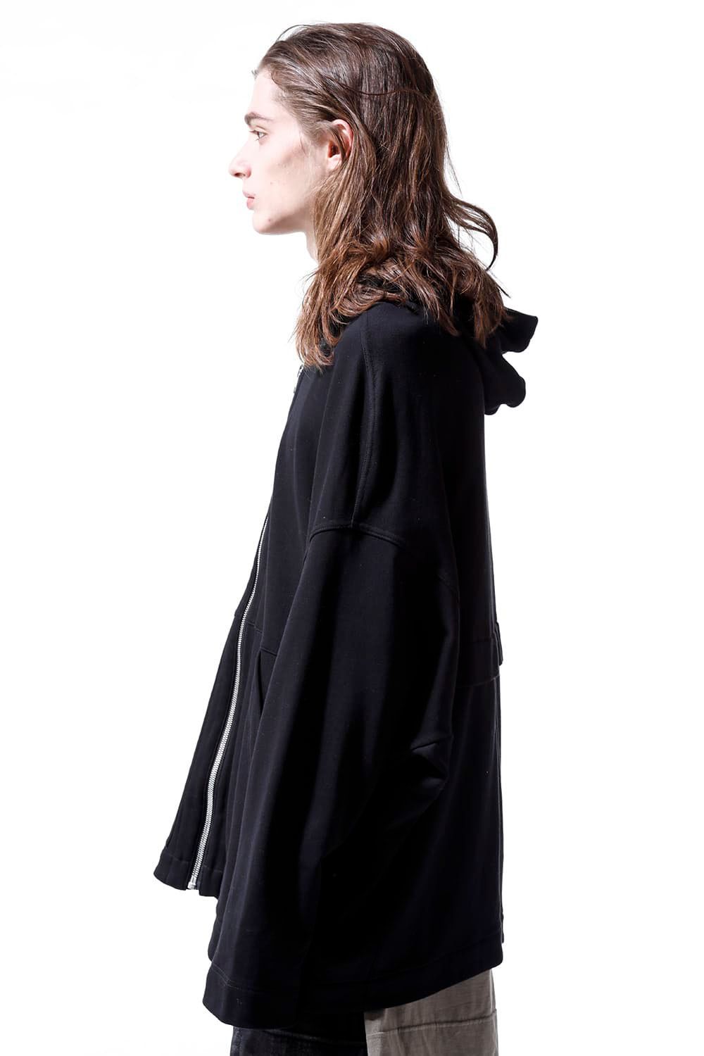 スウェットドルマンジップフーディ / Sweat Dolman Zip Hoodie / ブラック