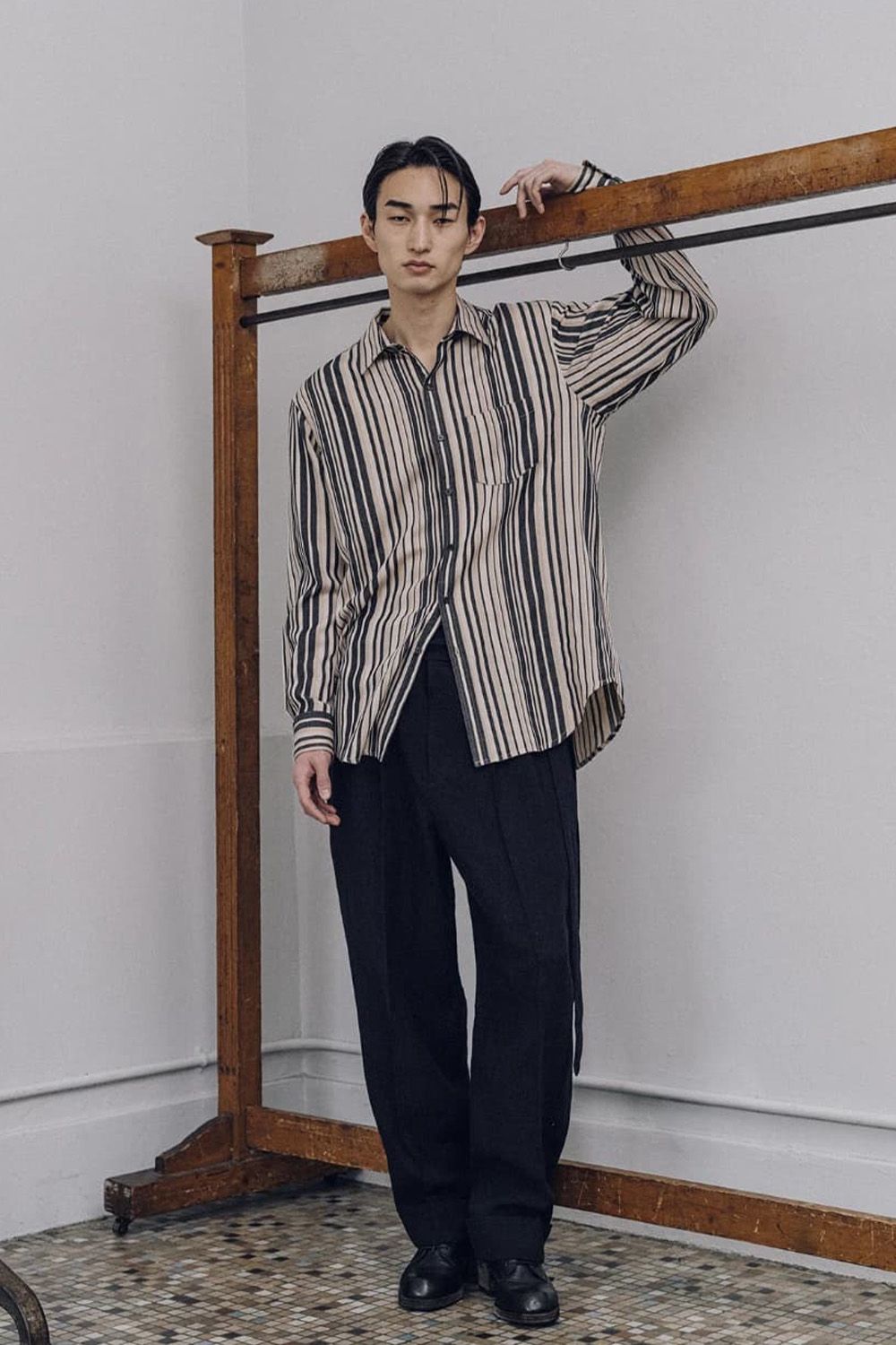 Line Double Hem Pants with Matching Belt