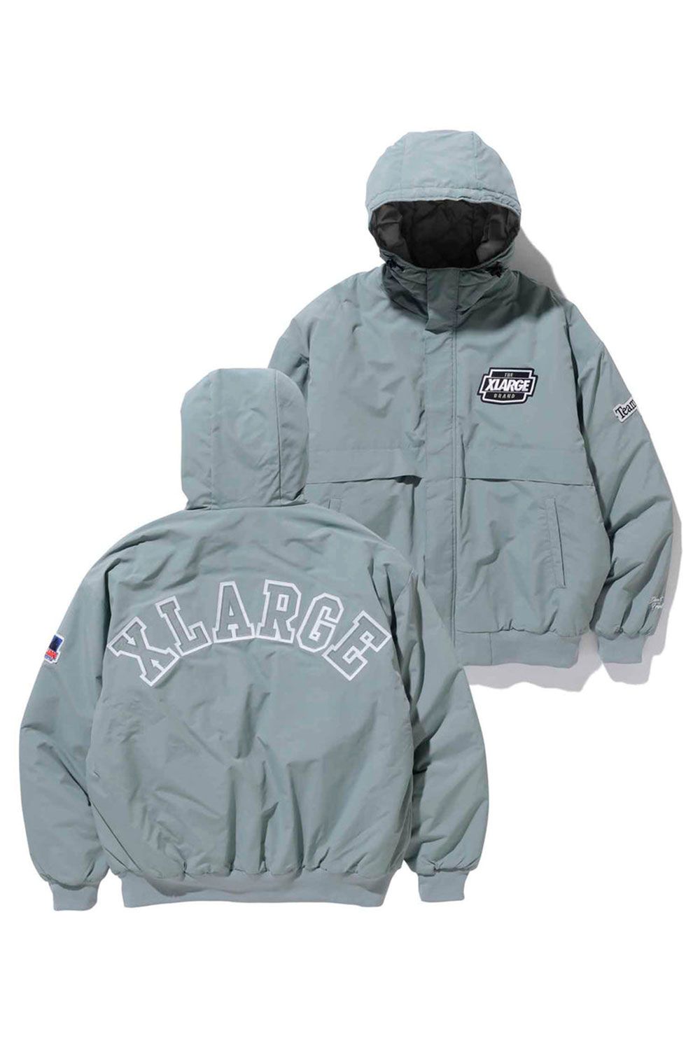 ビッグロゴ刺繍ロゴXLARGE（エクストララージ）NYLON PUFFER JACKET　オリーブ