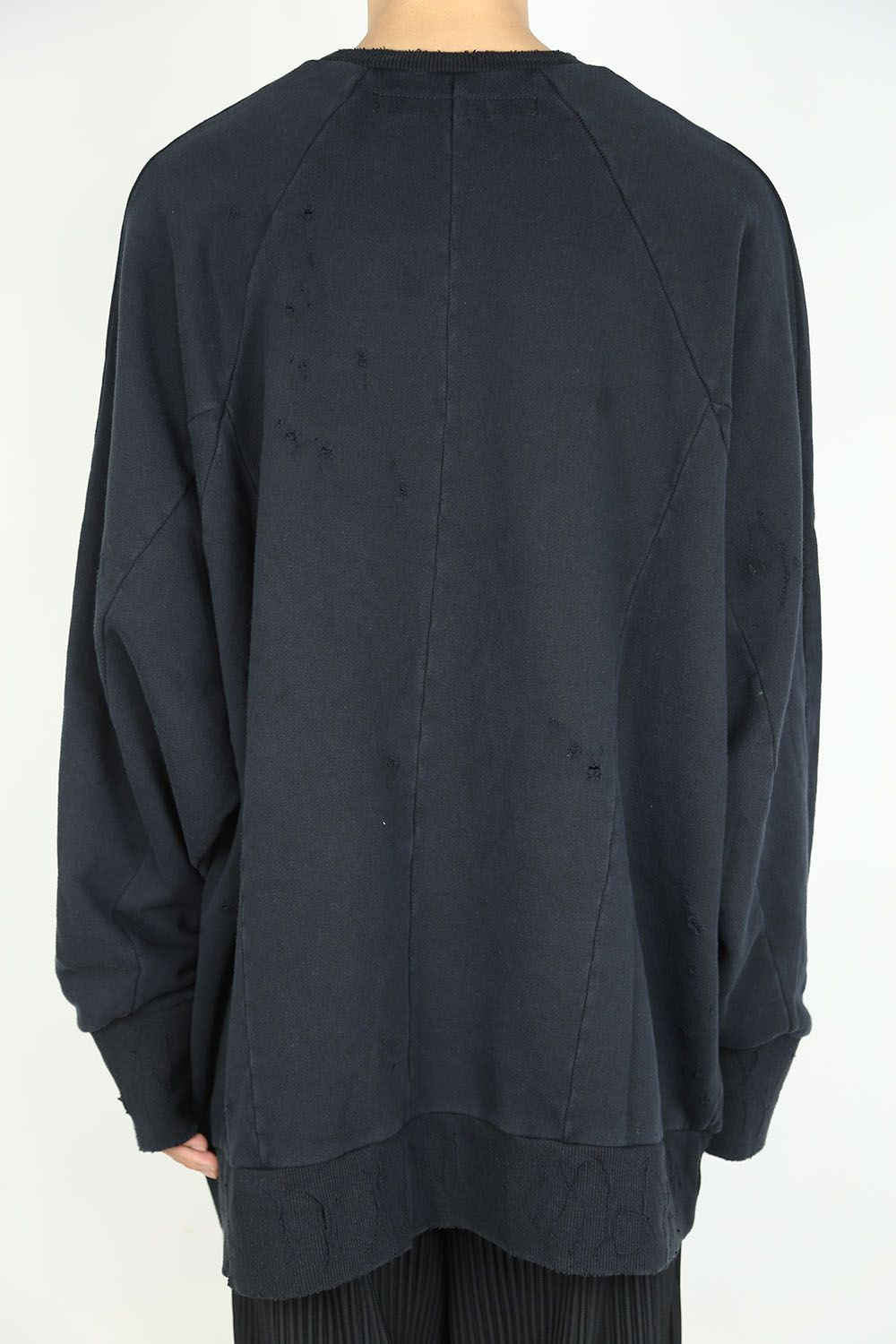 Damage Sweat Over Sized Pullover / ブラック