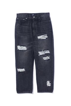 [ラスト1点 サイズ32] DISTRESSED DENIM PANTS / ブラック