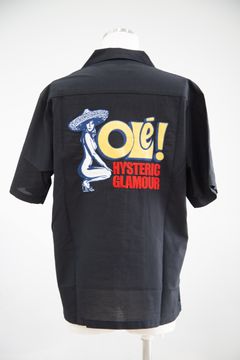 [ラスト1点 サイズXL] HYSTERIC OLE刺繍 オープンカラーシャツ / ブラック