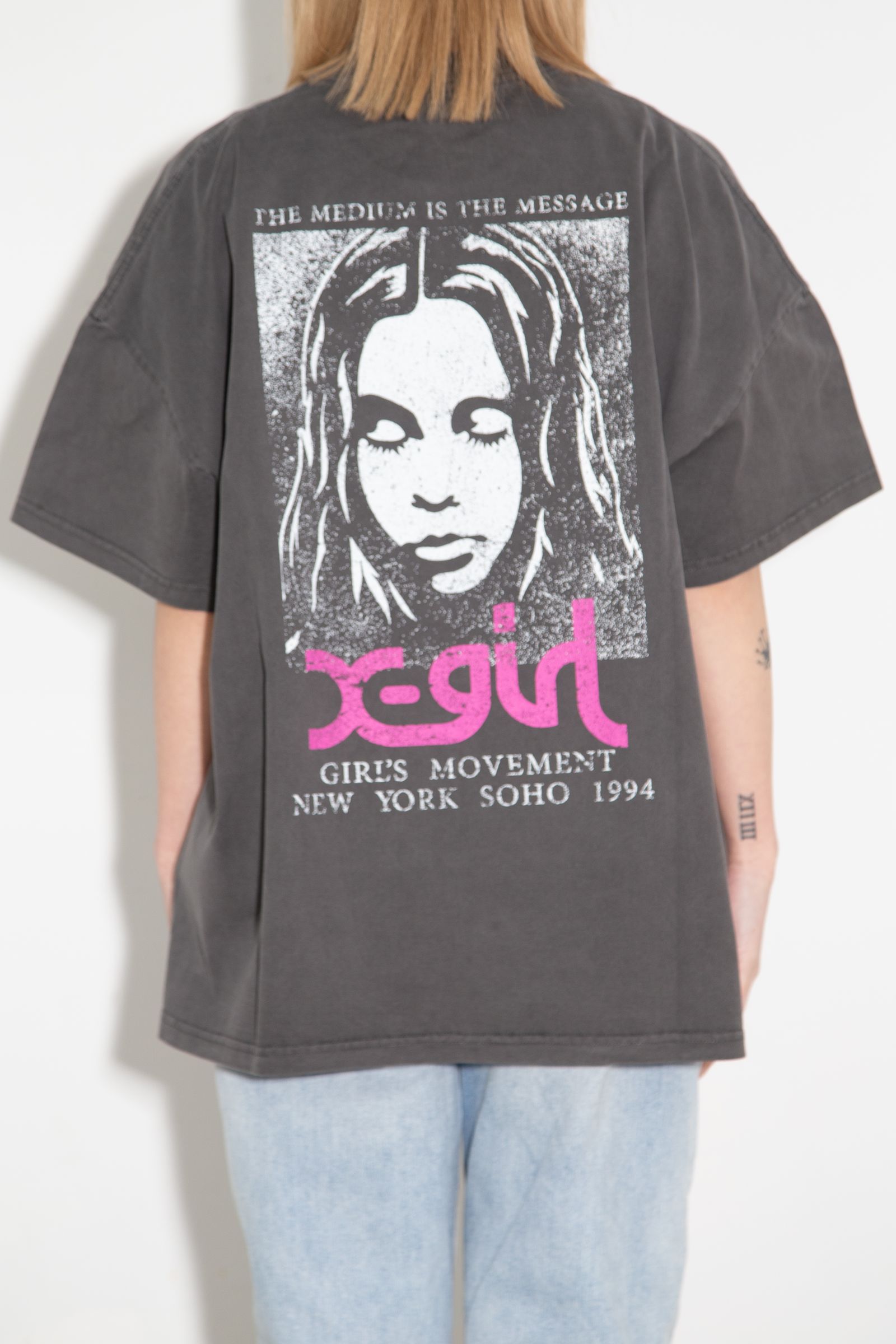 FADED FACE S/S BIG TEE DRESS / ブラック