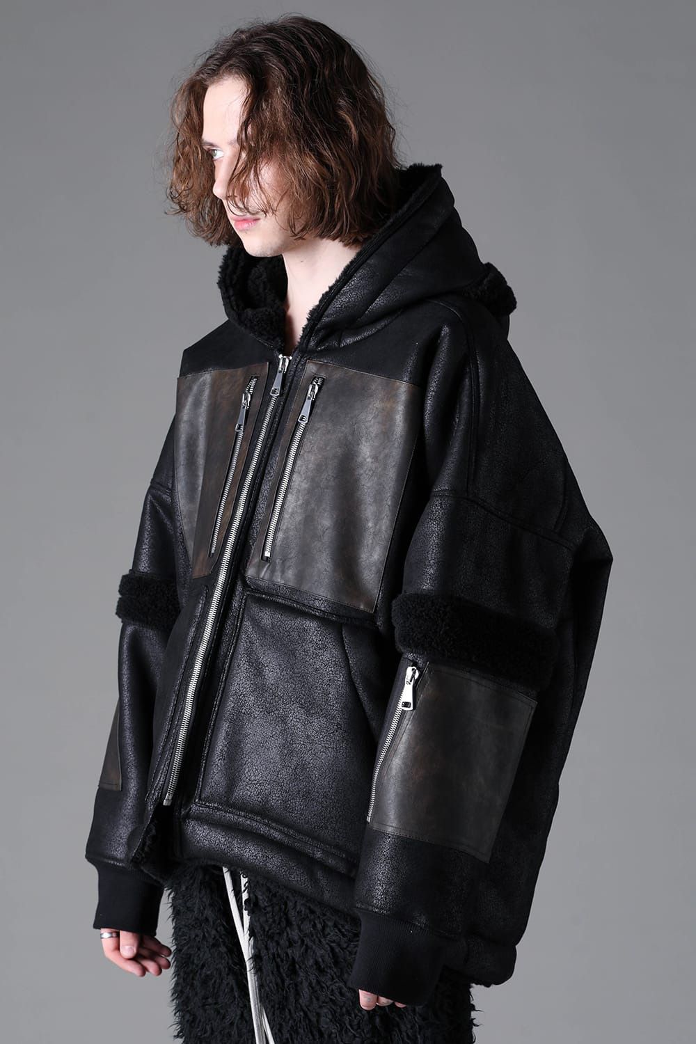 Faux Shearling Hoodie Blouson