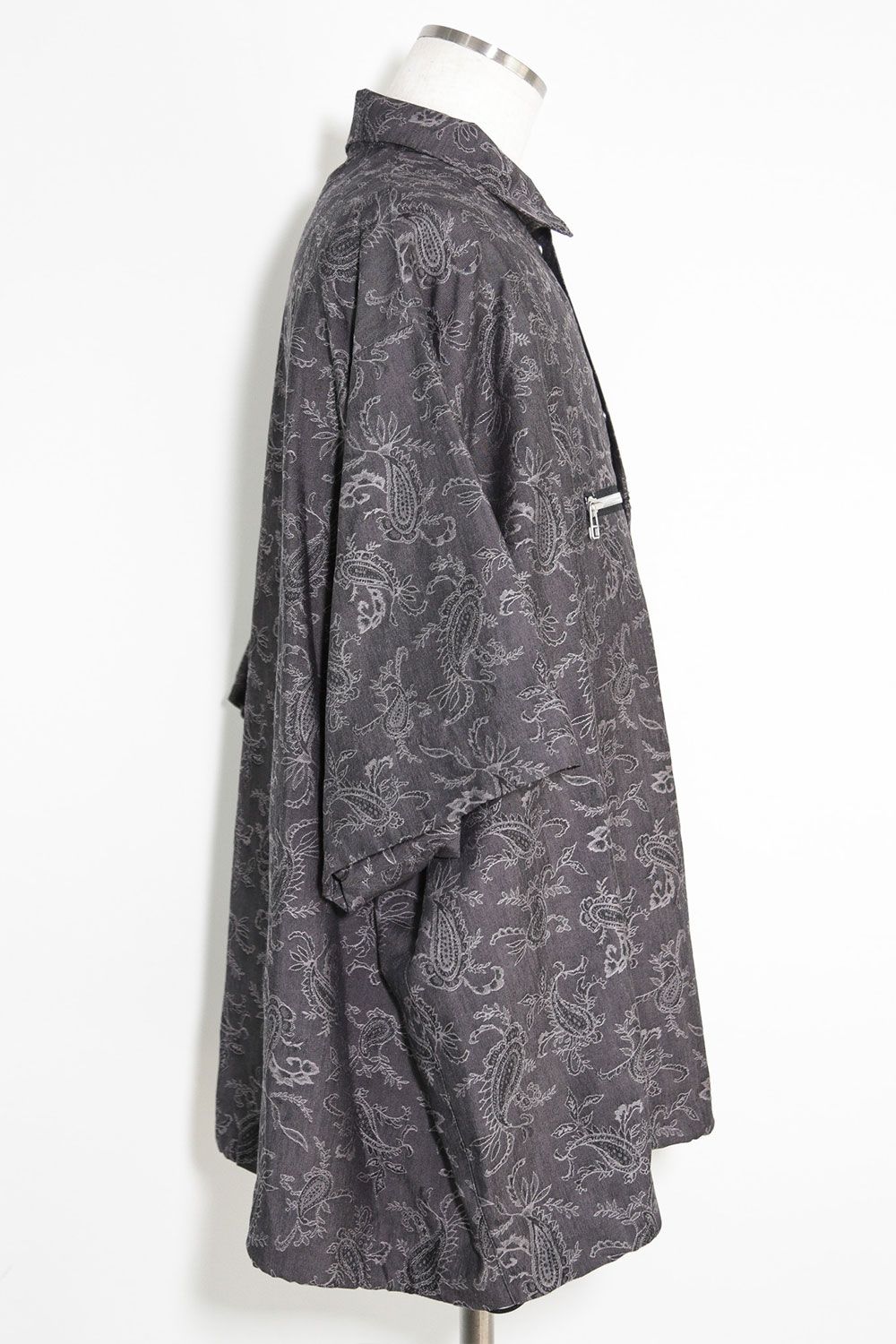ペイズリー柄ハーフスリーブシャツ / Paisley Front Zip Harf Sleeve Shirts / ダークグレー / ag-9060-1