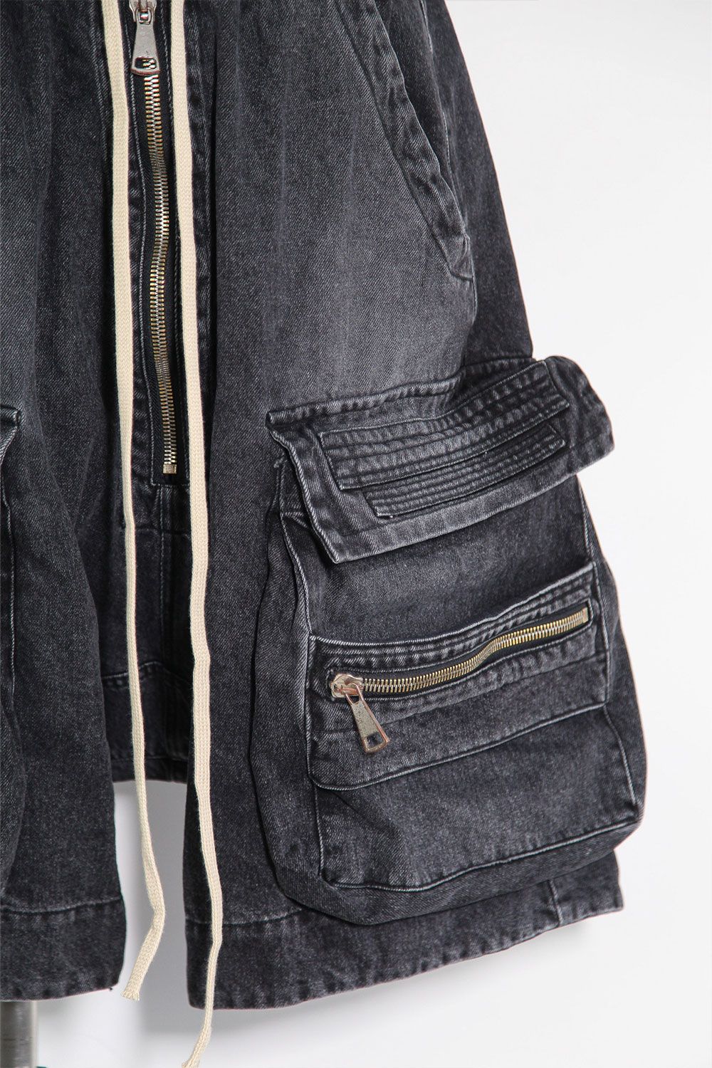 ヴィンテージデニムサルエルショーツ / VintageDenim Millitary Shorts / ブラック / ag-8014-3