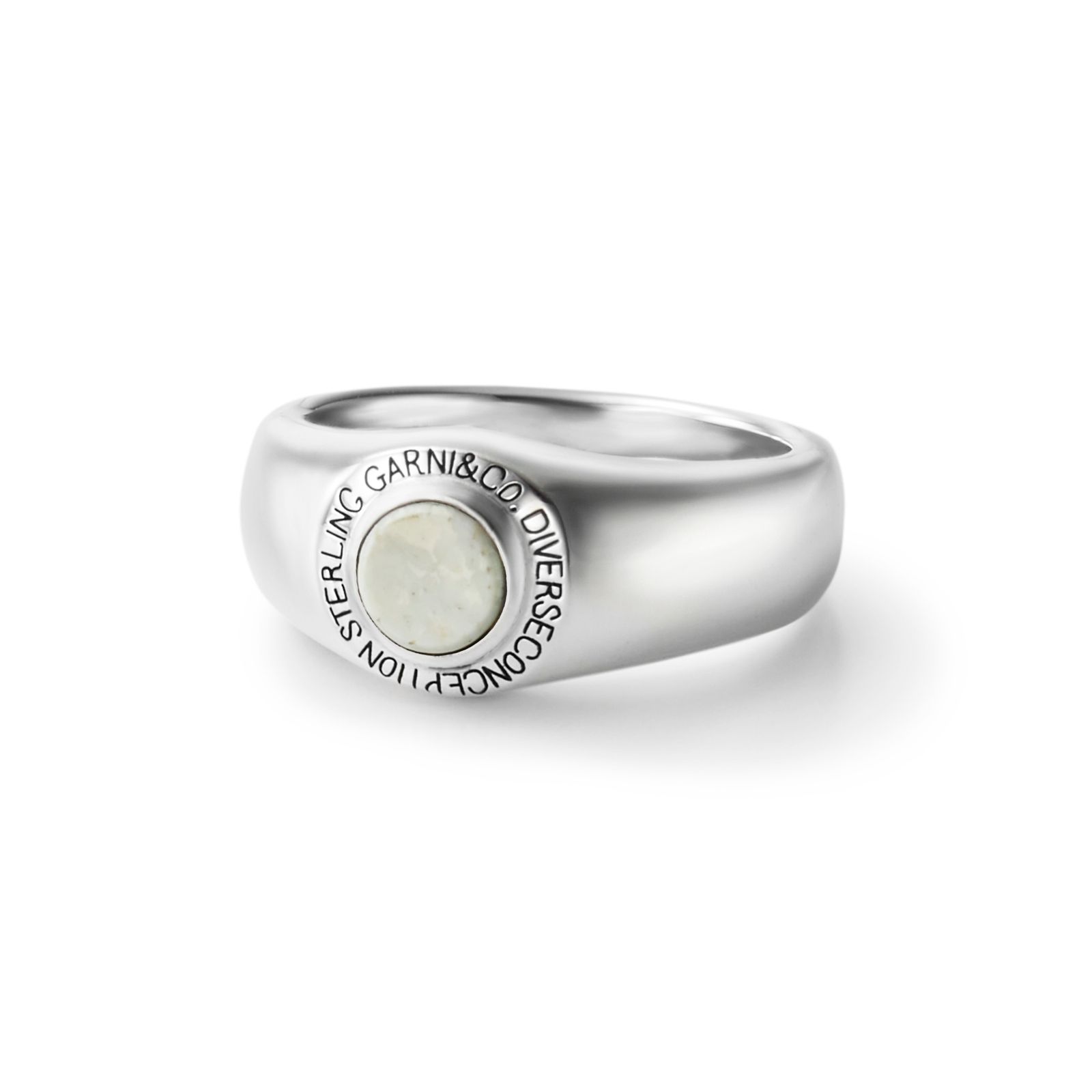 Round Stone Ring - S / ホワイト