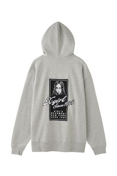 FACE BOX PATCH ZIP UP SWEAT HOODIE / アッシュ