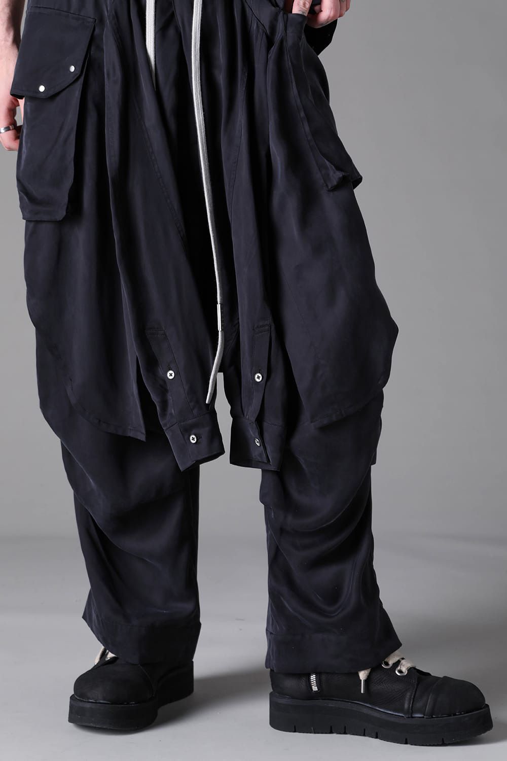 Satin Wrap Skirt Wide Pants