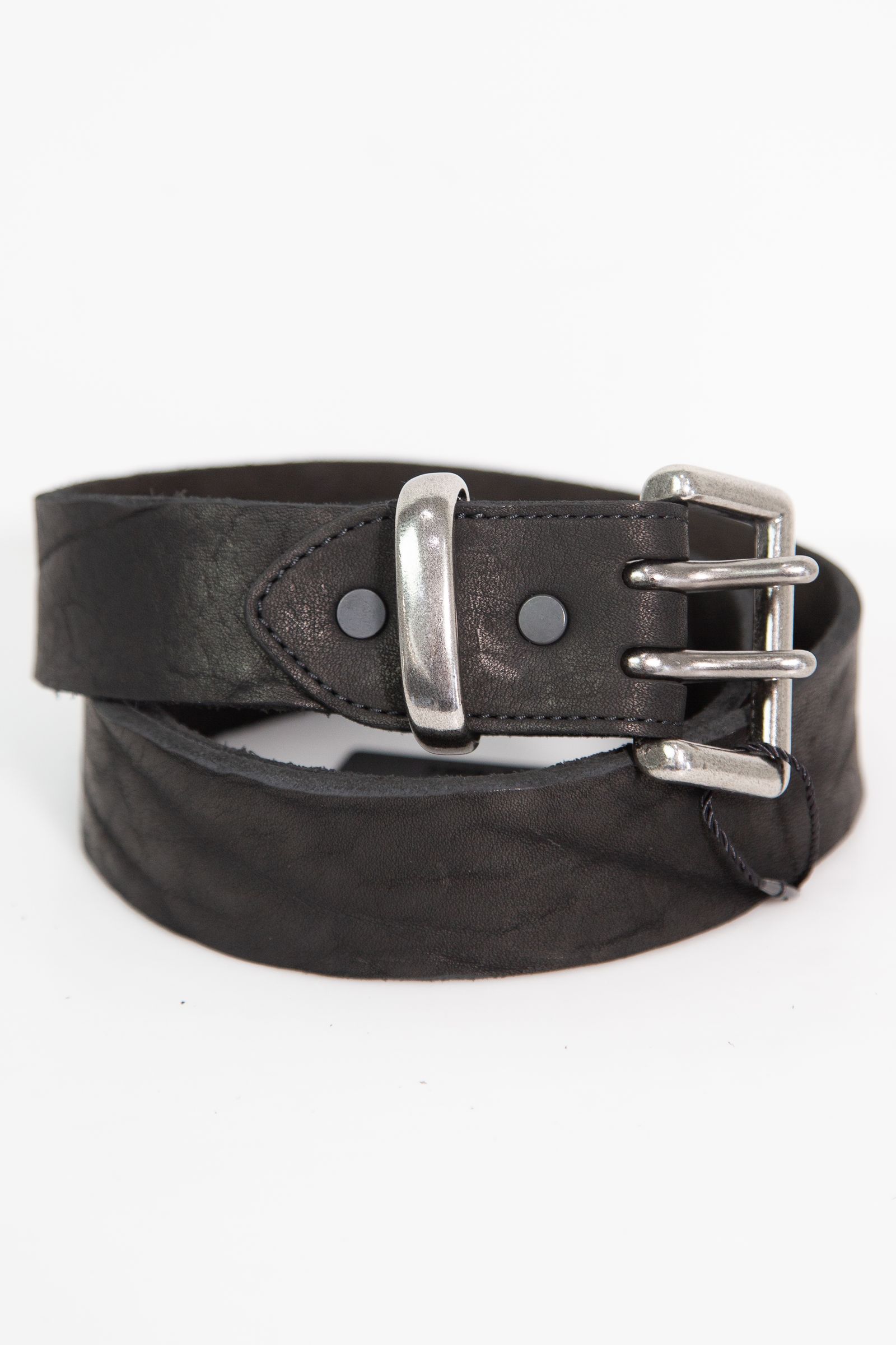 [ラスト1点] JP SHOULDER GARMENT-DYED 2PIN-BUCKLE BELT【40mm】  / ブラック