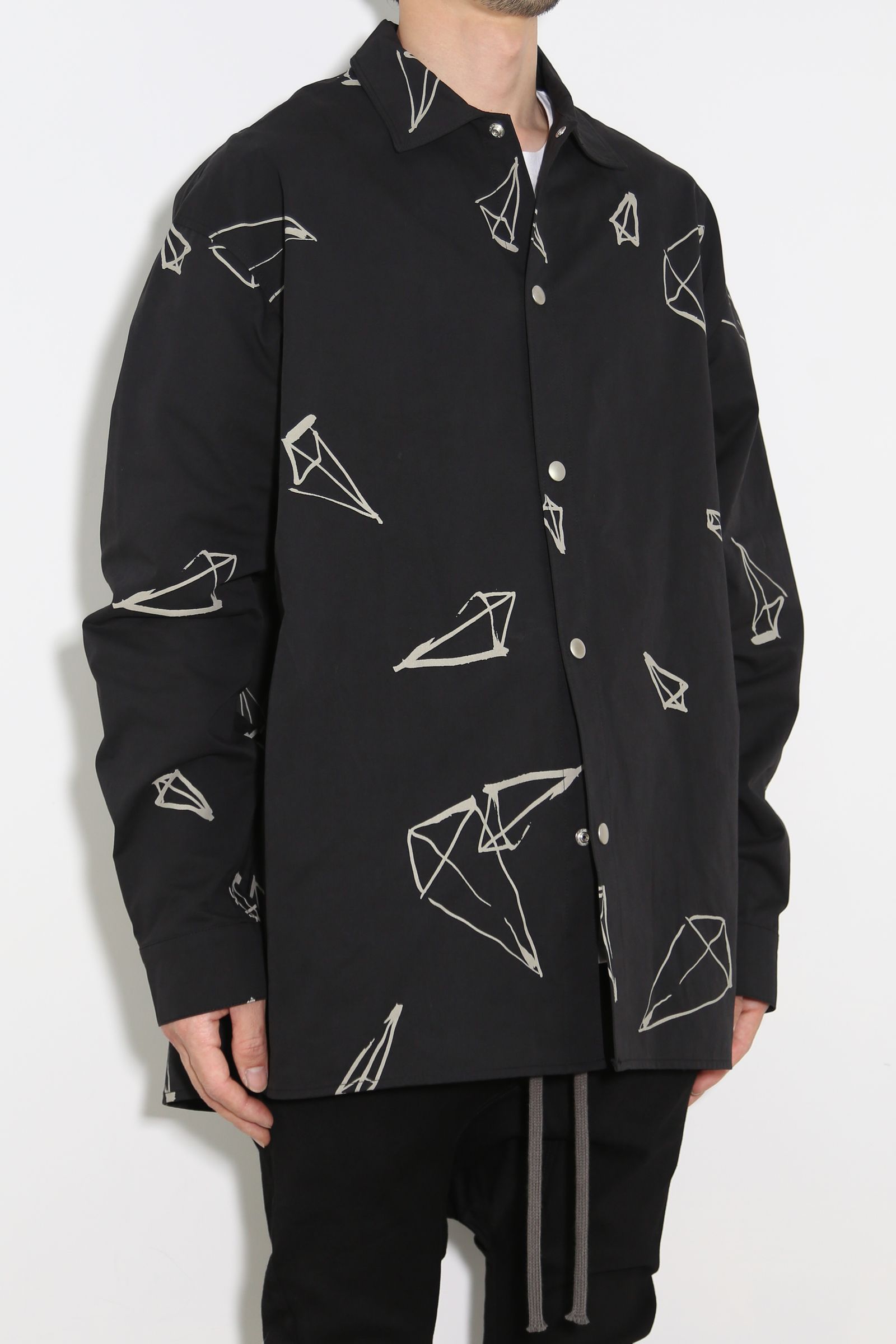 総柄プリントシャツ / Print Long Sleeve Shirts / ブラック / ag-6999