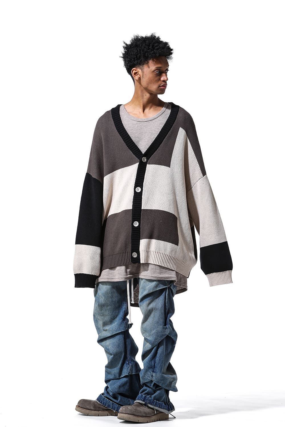 デニムタックスリムバギーパンツ / Denim Tuck Slim Baggy Pants / ブラック / ag-8060