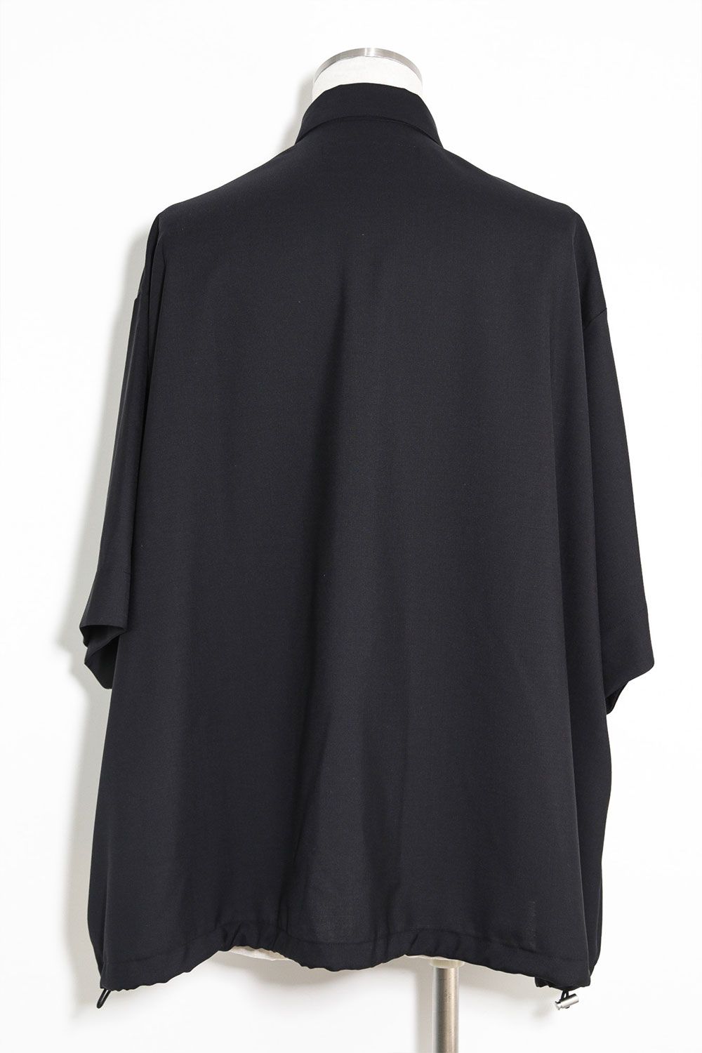 サマーウールハーフスリーブシャツ / Summer Wool Front Zip Harf Sleeve Shirts / ブラック / ag-9060-2