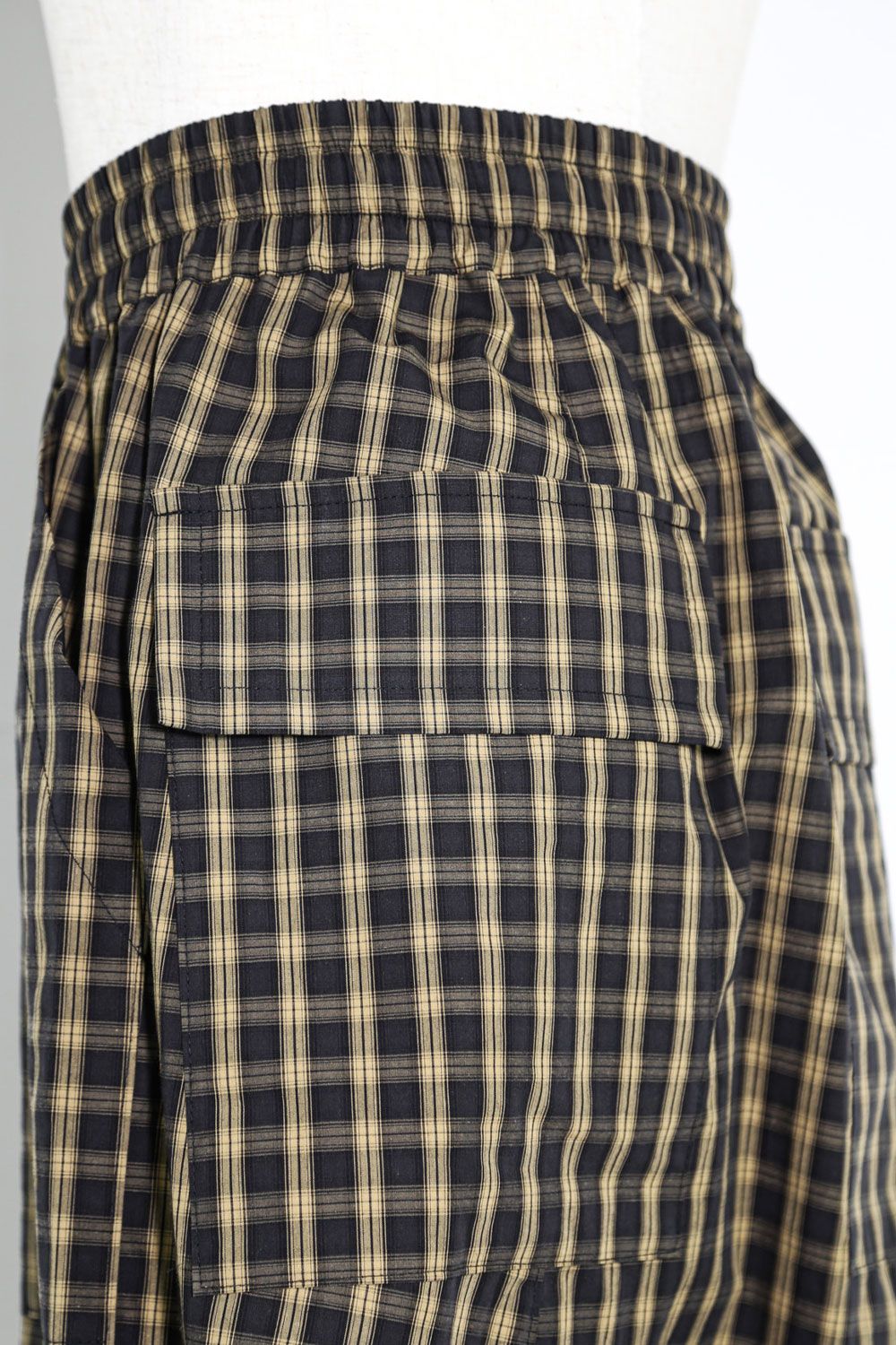 チェックフロントジップサルエルイージーパンツ / Check Front Zip Sarouel Easy Pants / イエロー