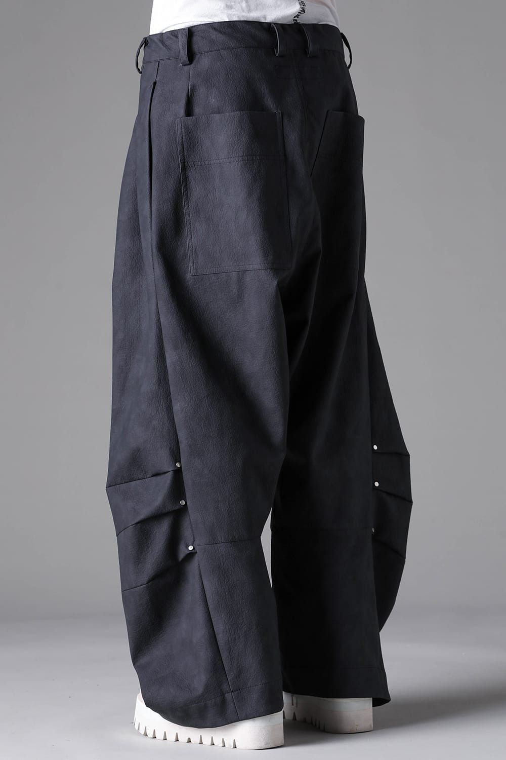 Vegan Leather Tuck Wide Pants