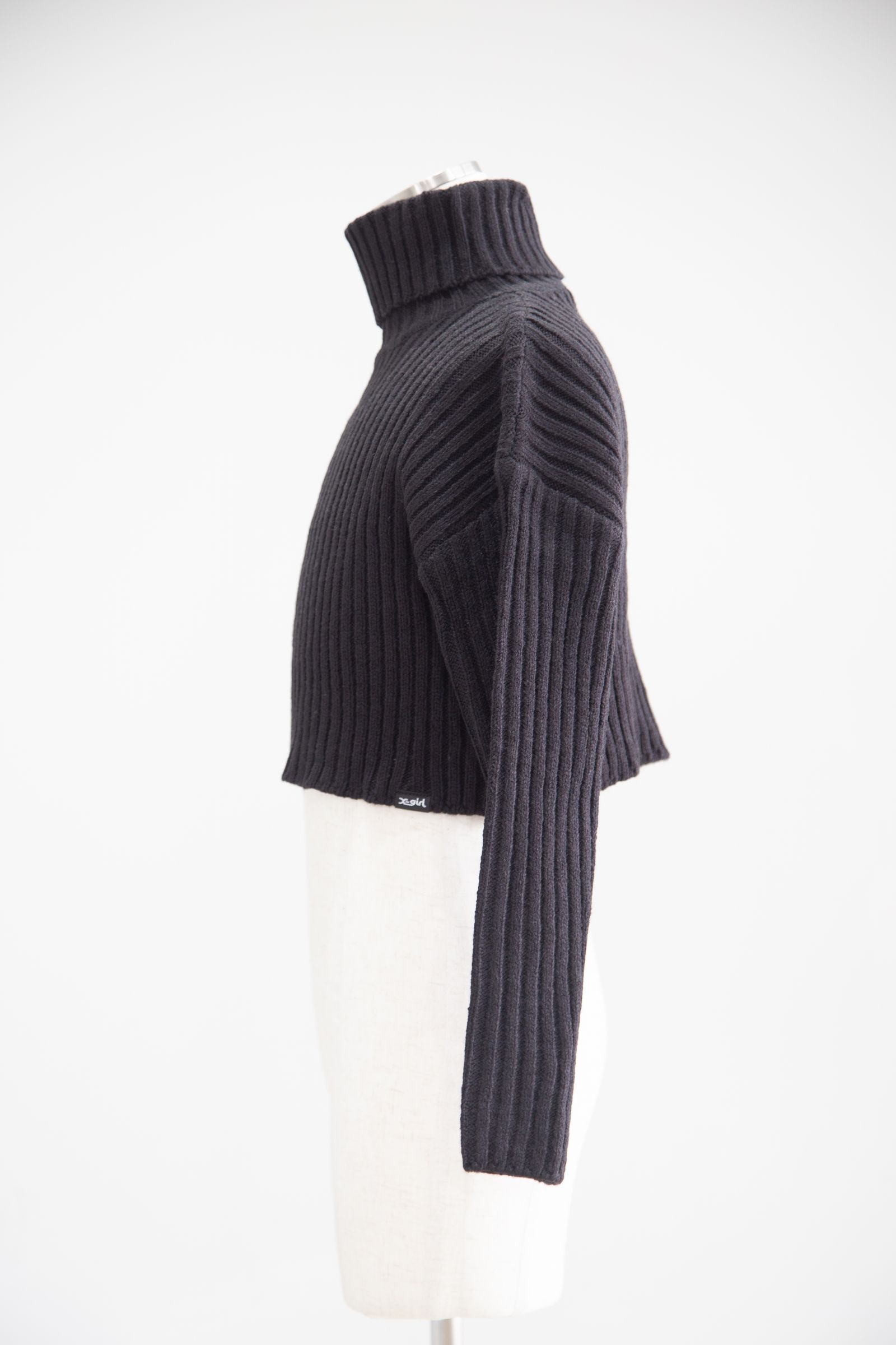 セール商品 30%OFF 送料無料 トップス X-girl エックスガール TURTLENECK RIB KNIT TOP / ブラック X-girl - TURTLENECK RIB KNIT TOP / ブラック | Tempt
