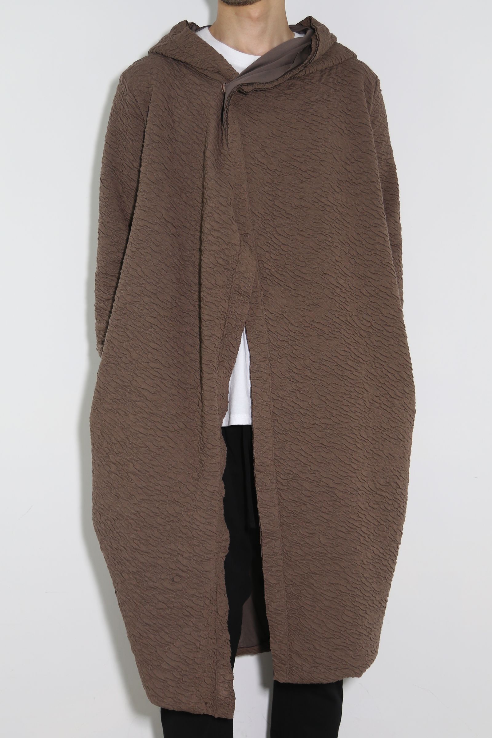 ［ラスト1点 サイズ3］LONG CARDIGAN 223-304 / シボ加工ロングカーディガン / ベージュ