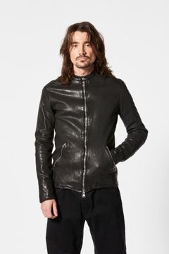 JAPAN CALF NATURAL DYED “GARMENT-WASH” SINGLE RIDERS / ブラック