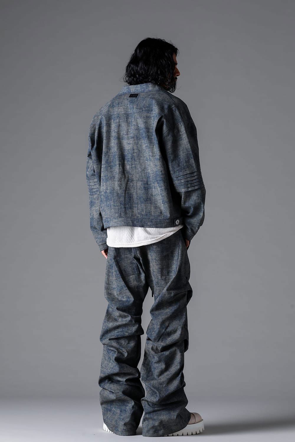 BLENDED SHADES DENIM TUCK BOOTS CUT PT / スチールブルー