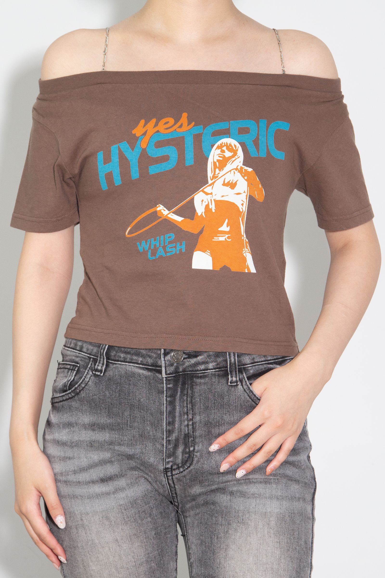WHIP LASH ショート丈Tシャツ / ブラウン