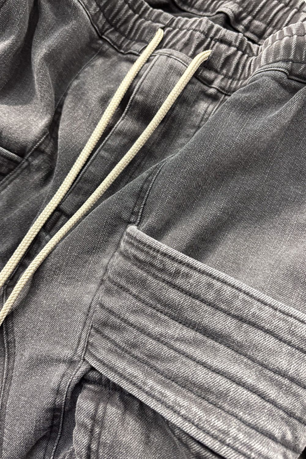 サルエルカーゴスキニーデニム / Indigo Denim Cargo Sarouel Skinny / ダメージブラック / ag-6036-2