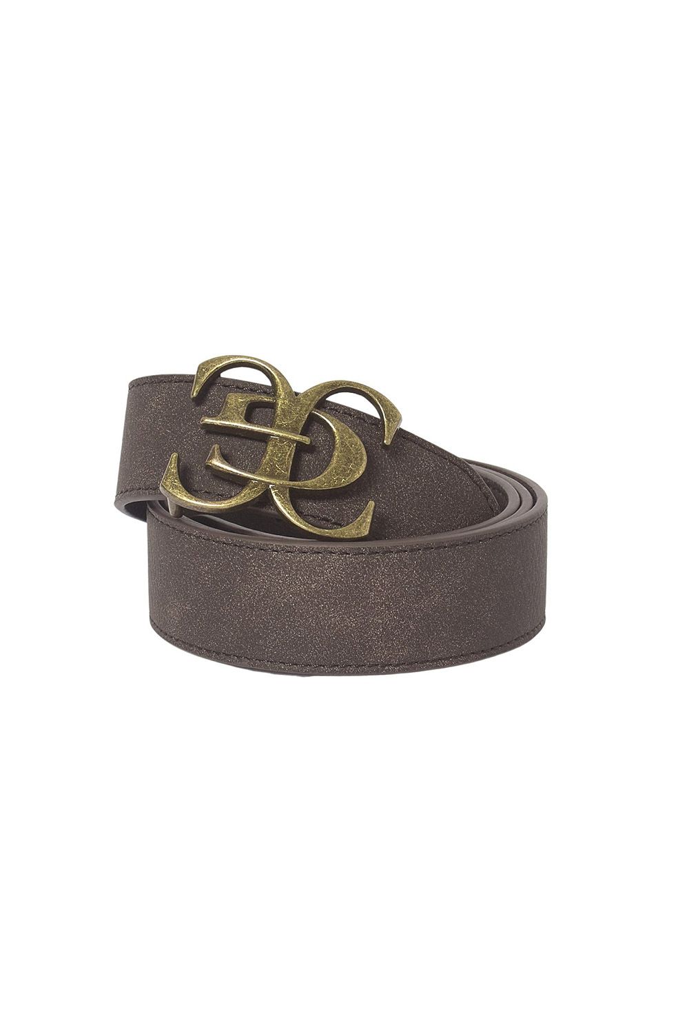 METAL XG EMBLEM BUCKLE FADED FAUX LEATHER BELT -