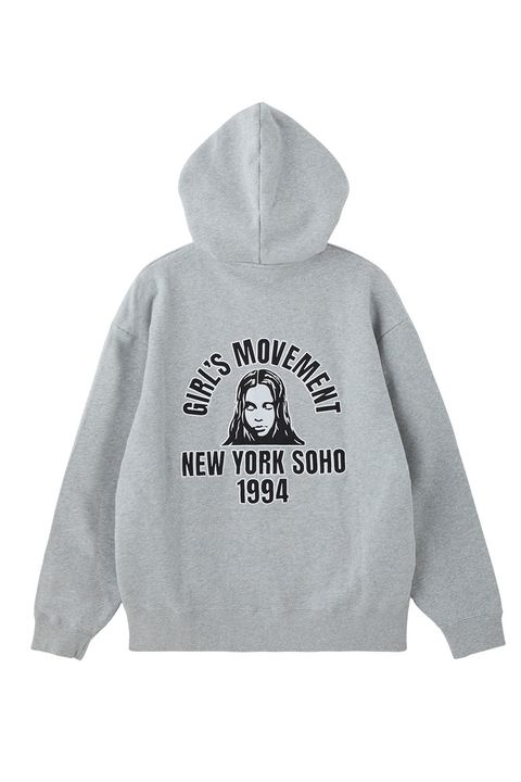 ARCH LOGO AND FACE PATCH ZIP UP SWEAT HOODIE / アッシュ