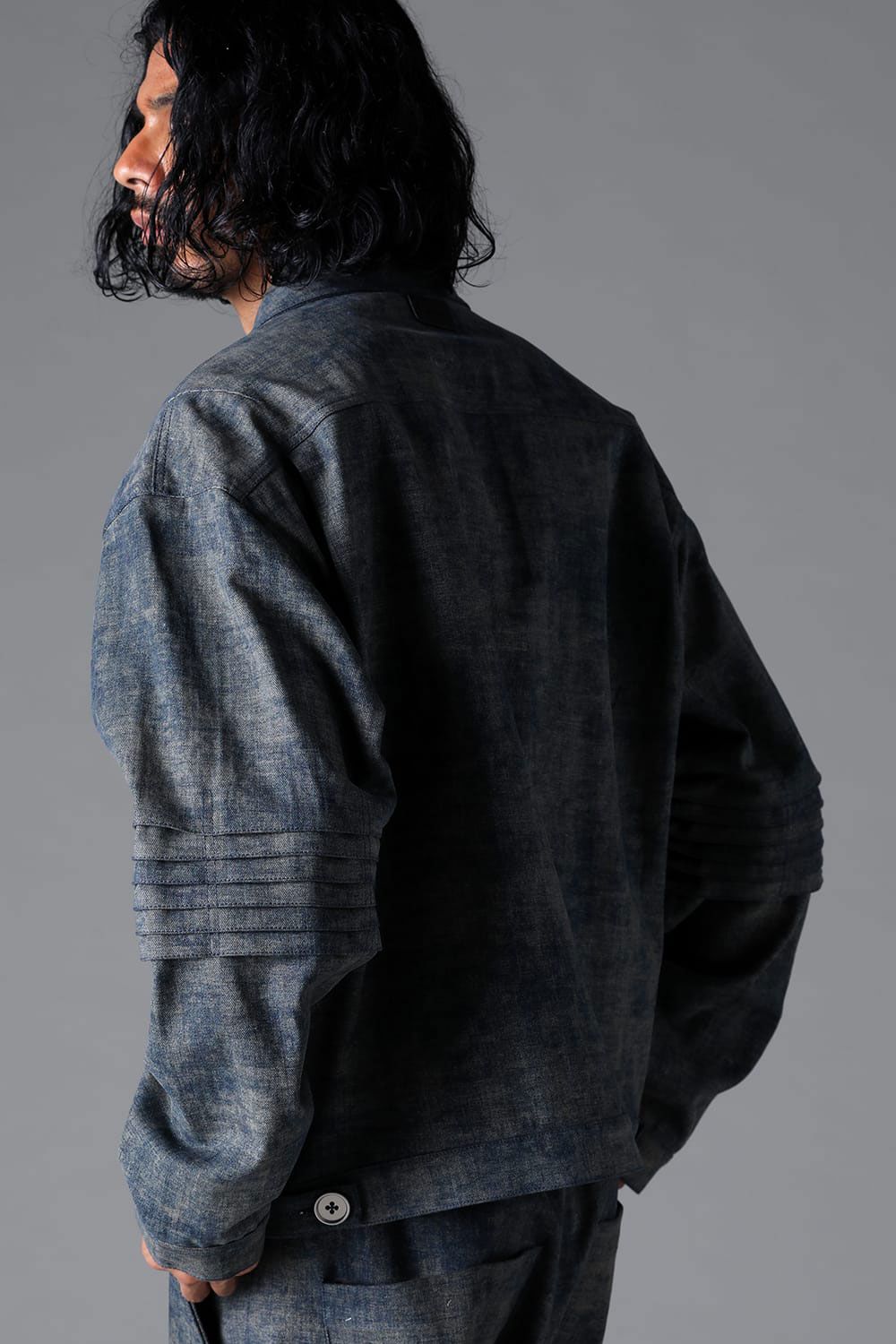 BLENDED SHADES DENIM PIN TUCK BLOUSON / スチールブルー