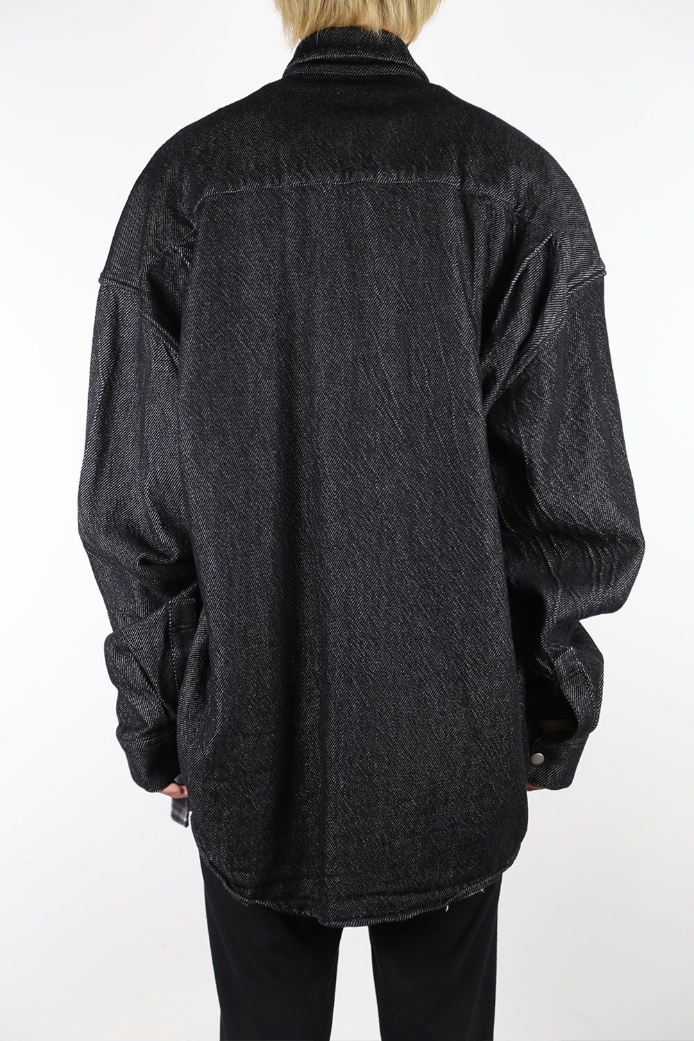 フロントジップアシンメトリーチェックコンビコクーンシャツ / FRONT ZIP ASYMMETRY CHECK COMBI COCOON  SHIRTS / ブラックチェック