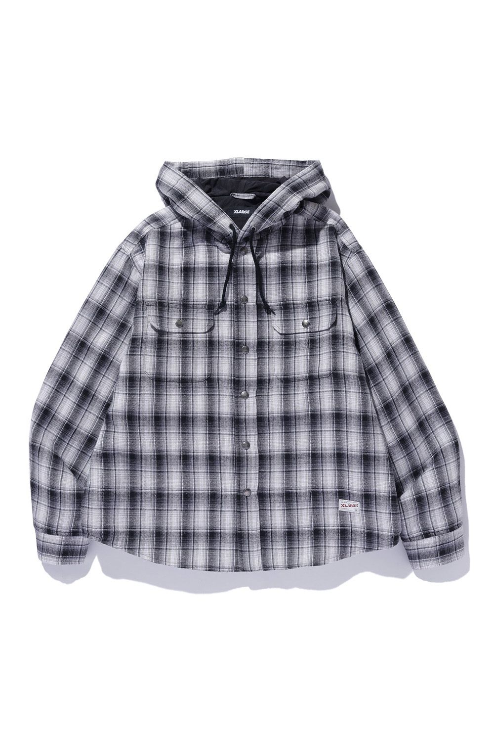 HOODED FLANNEL SHIRT / ブラック