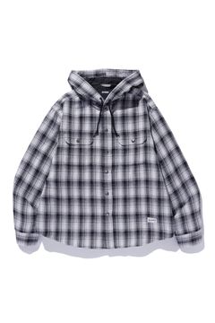 HOODED FLANNEL SHIRT / ブラック