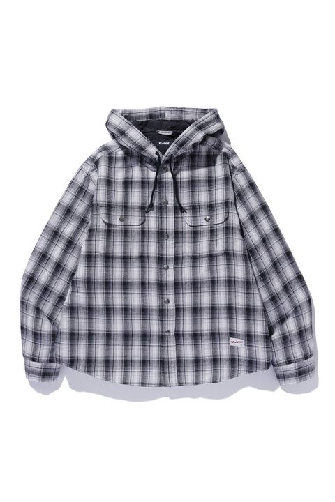 HOODED FLANNEL SHIRT / ブラック