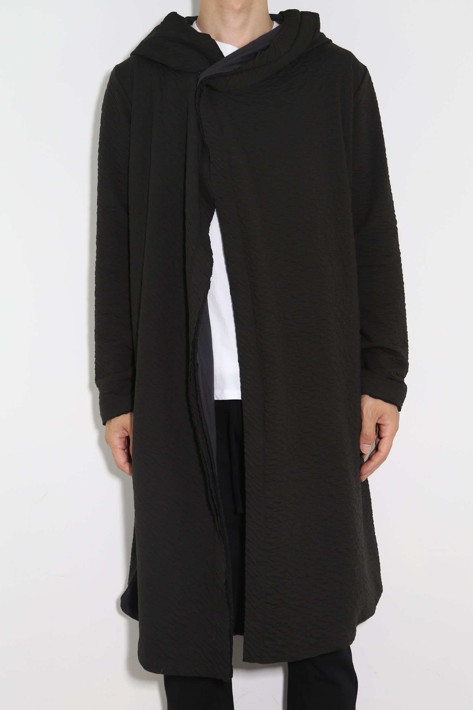 LONG CARDIGAN 223-304 / シボ加工ロングカーディガン / ブラック