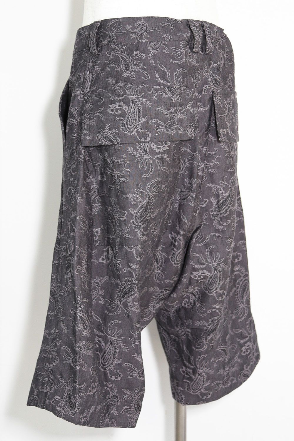 ペイズリー袴タックショーツ / Paisley Front Zip Tuck Shorts / ダークグレー / ag-9061-1