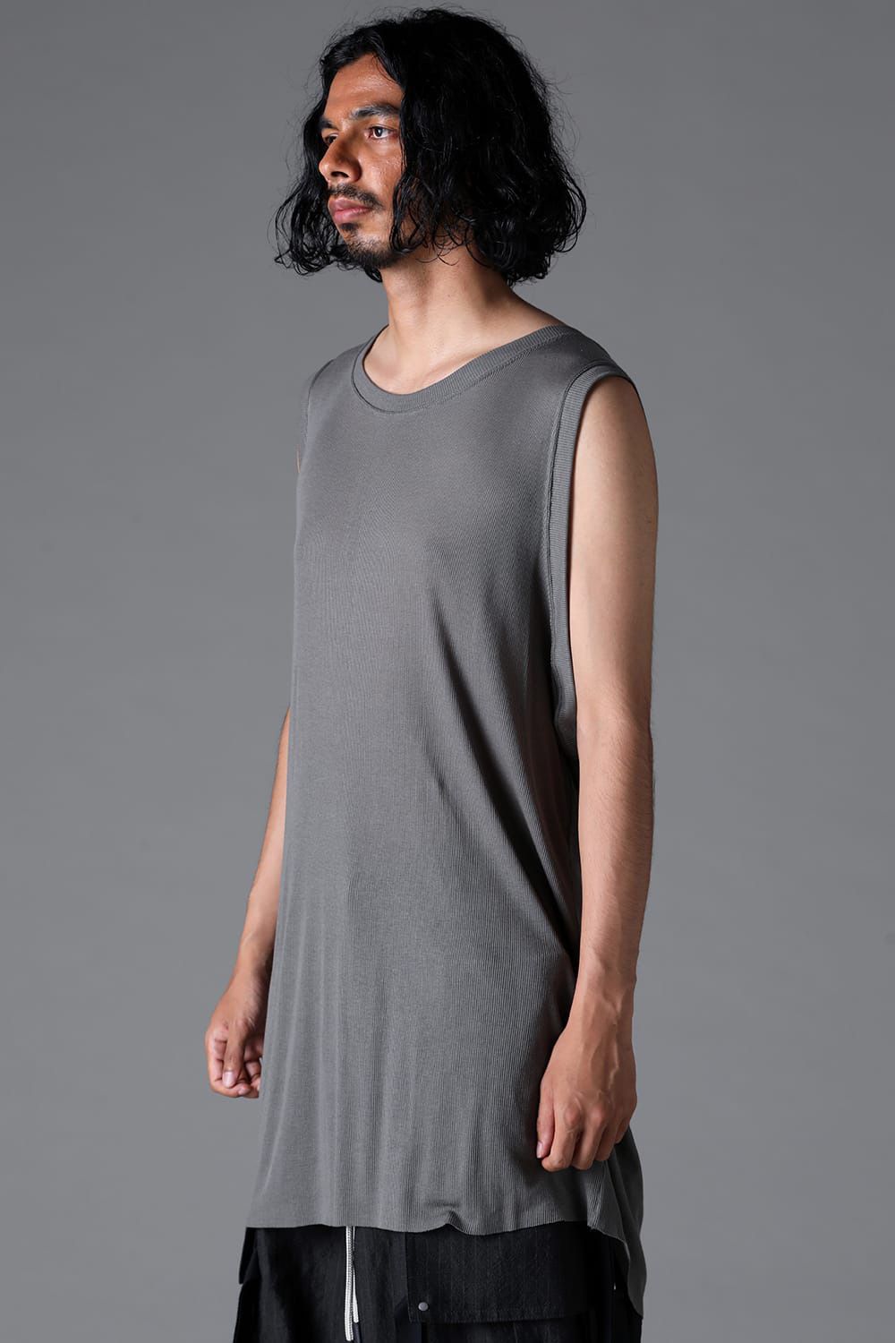 RIB LONG TANK TOP / グレー
