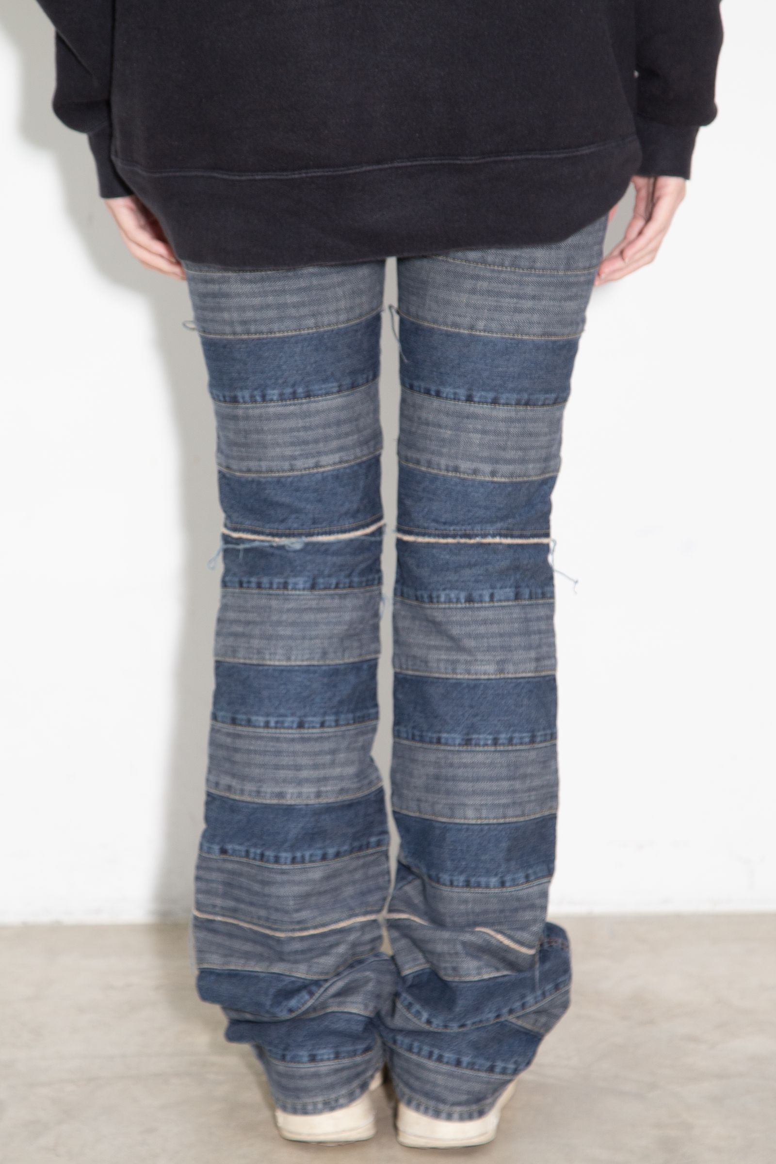 スクラッチフレアデニムパンツ / ライトインディゴ