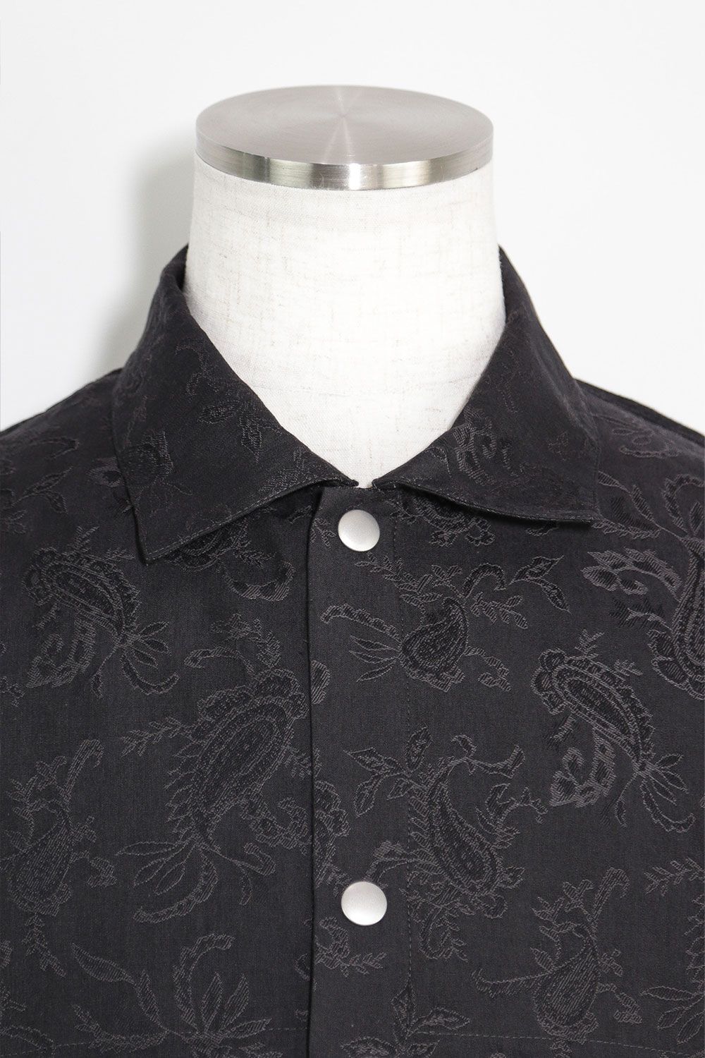 ペイズリー柄ハーフスリーブシャツ / Paisley Front Zip Harf Sleeve Shirts / ブラック / ag-9060-1
