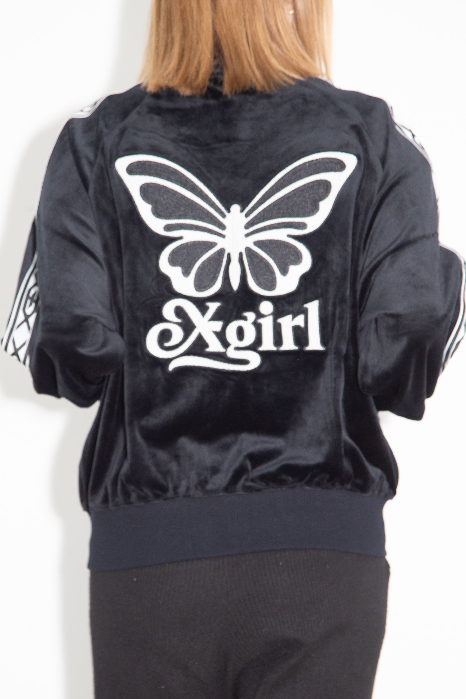 BUTTERFLY VELOUR TRACK JACKET / ブラック