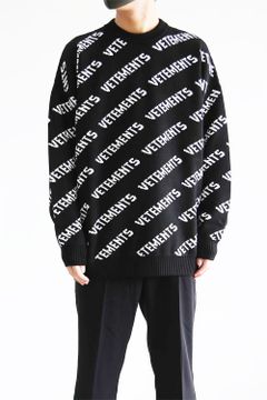 [ラスト1点 サイズXL] MONOGRAM KNITTED SWEATER / ブラック