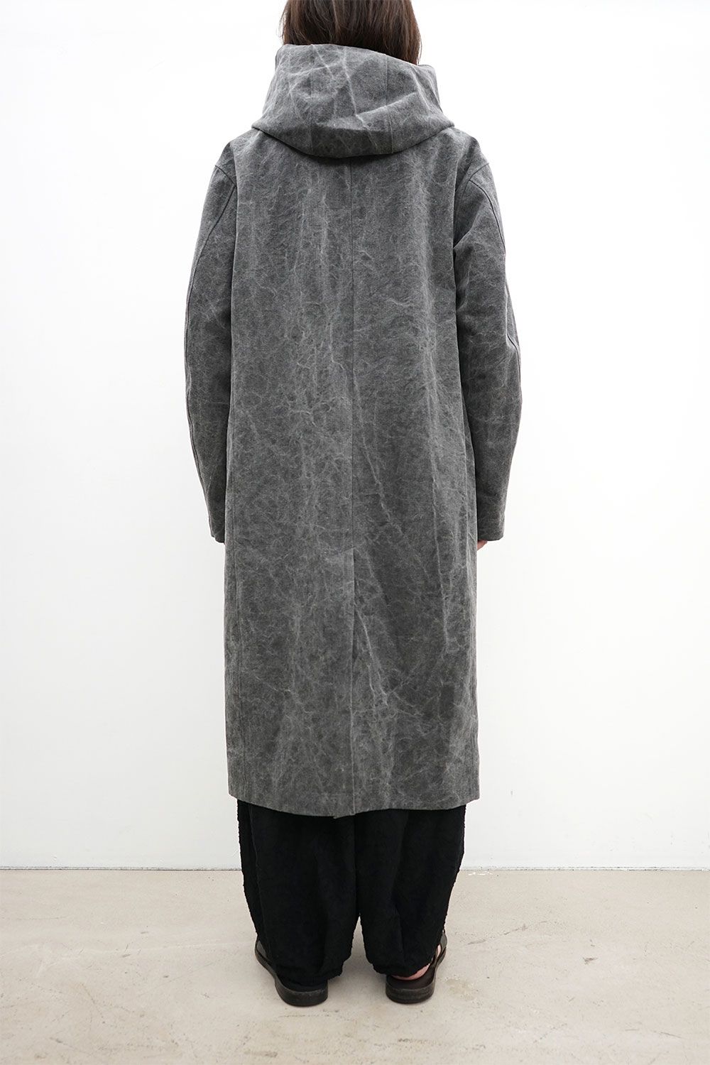 kujaku - Hooded Long Coat / チャコール | Tempt