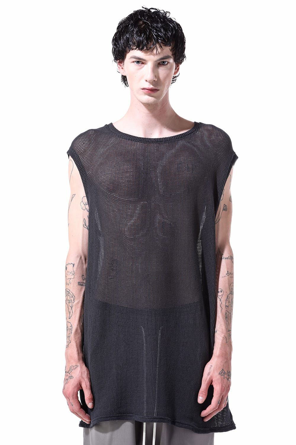 [ラスト1点 サイズ1] メッシュニットタンクトップ / Mesh Knit Tank Top / ブラック / ag-11100