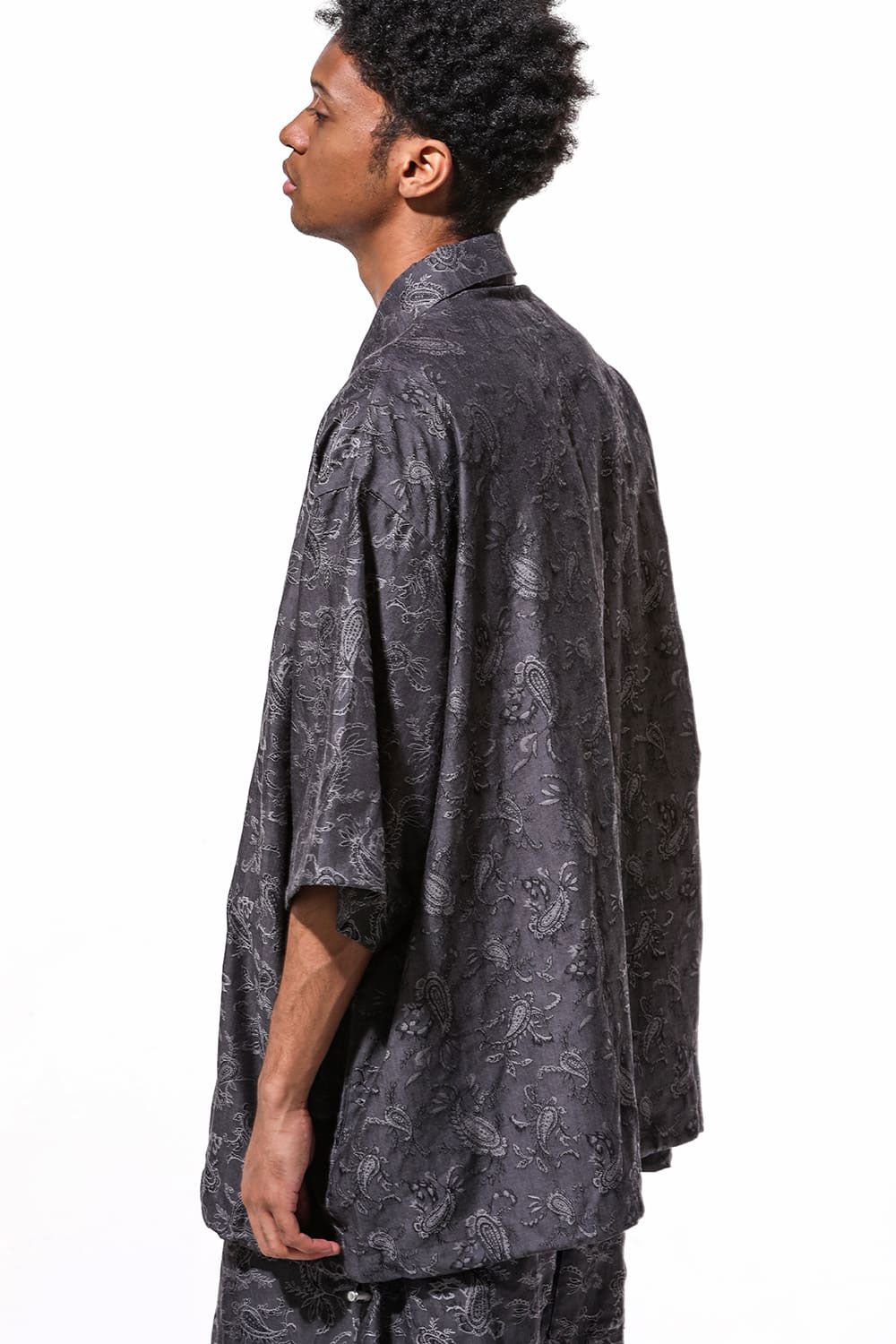 ペイズリー柄ハーフスリーブシャツ / Paisley Front Zip Harf Sleeve Shirts / ブラック / ag-9060-1