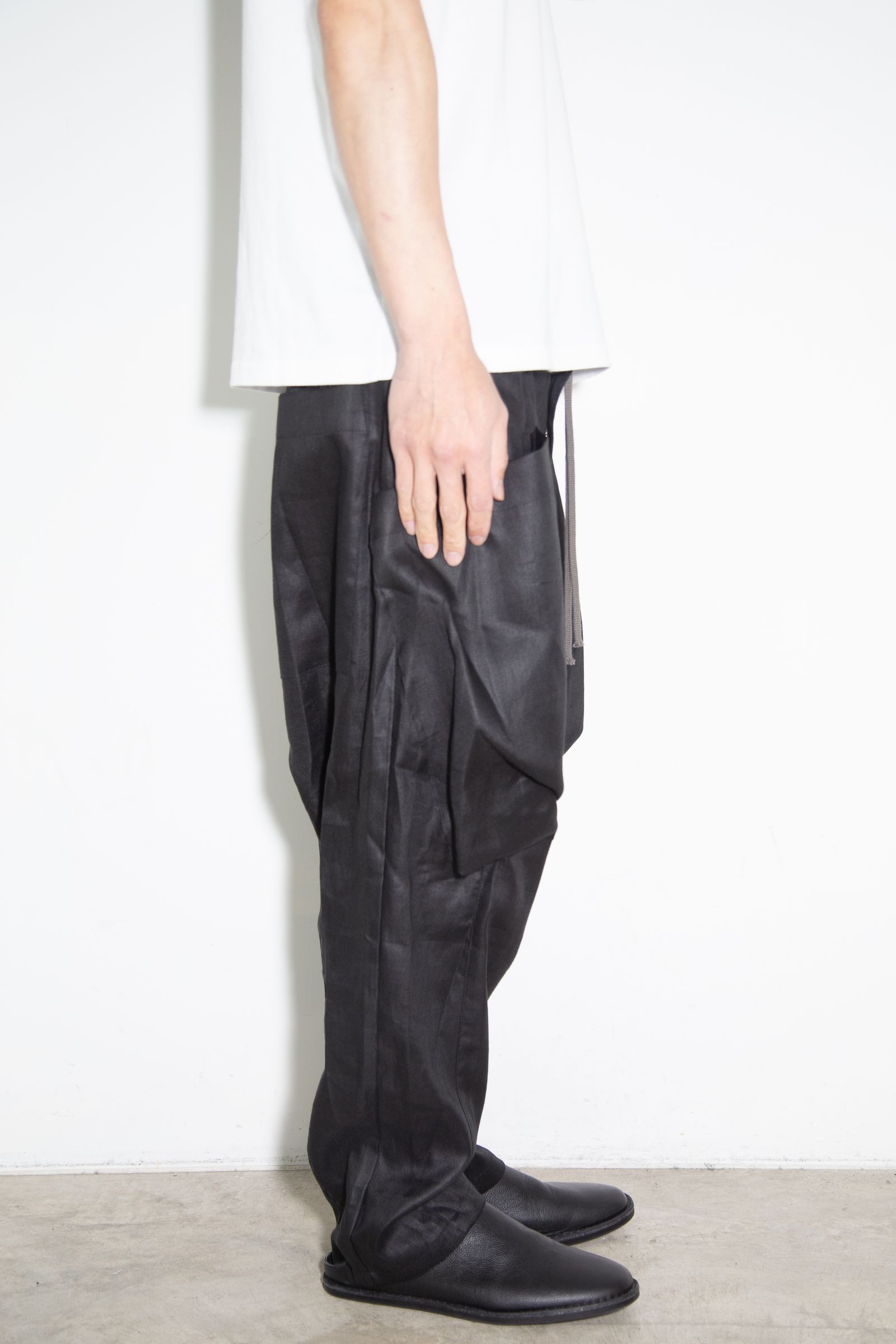ヘリンボーンサルエルワイドパンツ / Heringbone Sarouel Wide Pants / ブラック / ag-9033