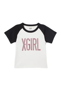 RHINESTONE VERTICAL LOGO RAGLAN S/S BABY TEE / ホワイト